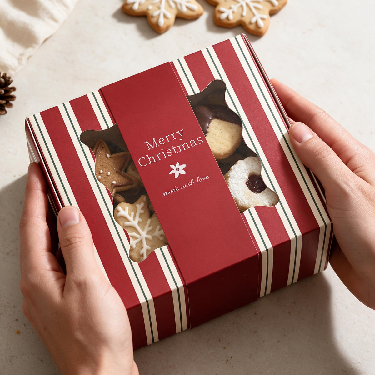 ZICOTO Beautiful Christmas Cookie Boxes Set Of 9 - Cute Containers to Share