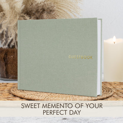 ZICOTO Beautiful Linen Wedding Guest Book for Your Wedding Reception - Simply Elegant Guestbook to Sign in and Add Polaroid Photos - The Perfect Baby Shower Guest Book and Addition to Your Big Day