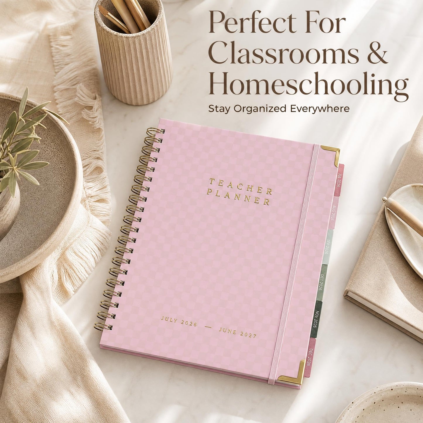 Aesthetic Teacher Planner For The 2026-2027 Academic School Year - Your All Incl. 8.5" x 11" Lesson Plan Book Supplies - Easily Organize Your Daily, Weekly & Monthly Classroom/Homeschool Schedule