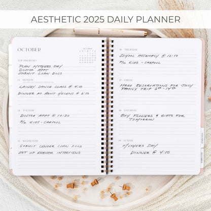 Beautiful 2025 Daily Planner - 7" x 10" Daily Planner for Women or Men with Weekly & Monthly Spreads for Easy Planning - Perfect Calendar Book To Organize All Tasks and Boost Productivity
