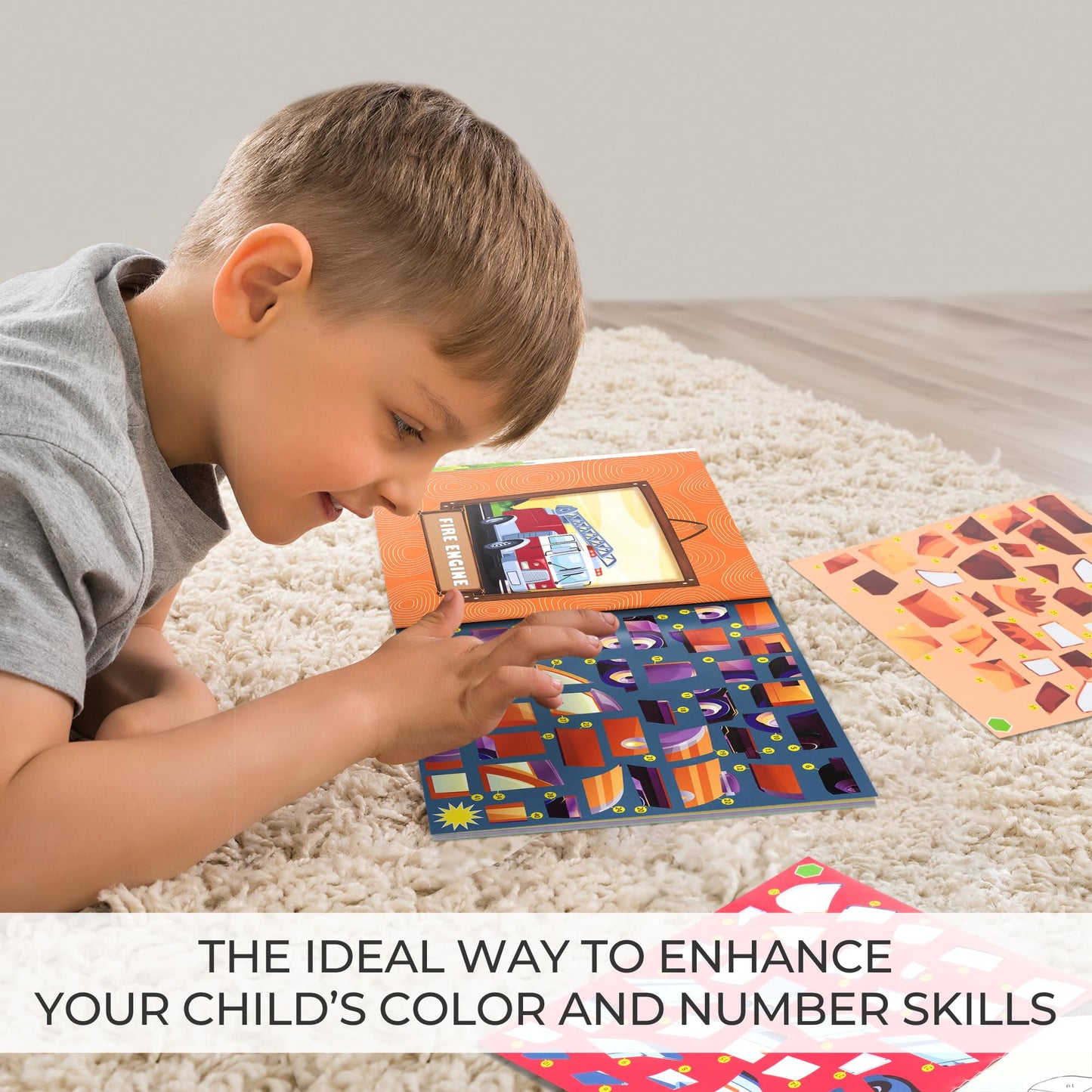 Fun Paint with Sticker Books for Kids Set of 2 - Entertaining Sticker Activity with Vibrant Themes Keeps Kids Ages 4-8 Busy - Perfect Puzzle to Learn Shapes and Numbers at Home or Travelling