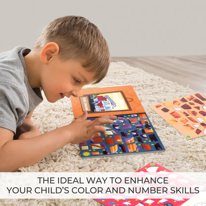 Fun Paint with Sticker Books for Kids Set of 2 - Entertaining Sticker Activity with Vibrant Themes Keeps Kids Ages 4-8 Busy - Perfect Puzzle to Learn Shapes and Numbers at Home or Travelling