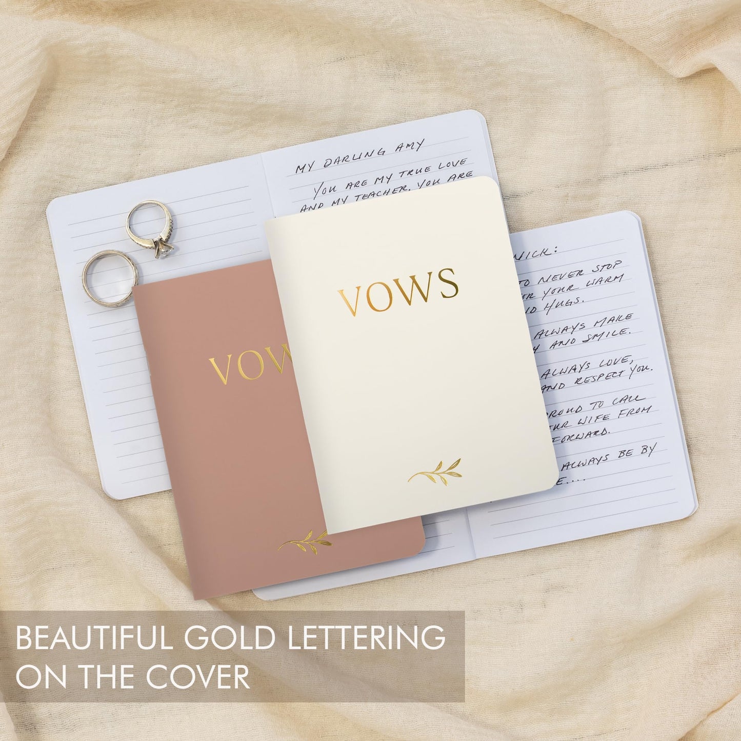 ZICOTO Elegant Vow Books With Gold Foil Lettering For Your Wedding - Perfectly Sized Vow Books With Plenty Of Pages To Write Whatever is on Your Heart - A Beautiful Addition For The Wedding Day