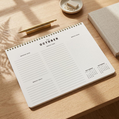 Beautiful Monthly Planner 2026–2027 – Top Spiral-Bound Calendar Book with Monthly Layouts, 8.5 x 10.95 in