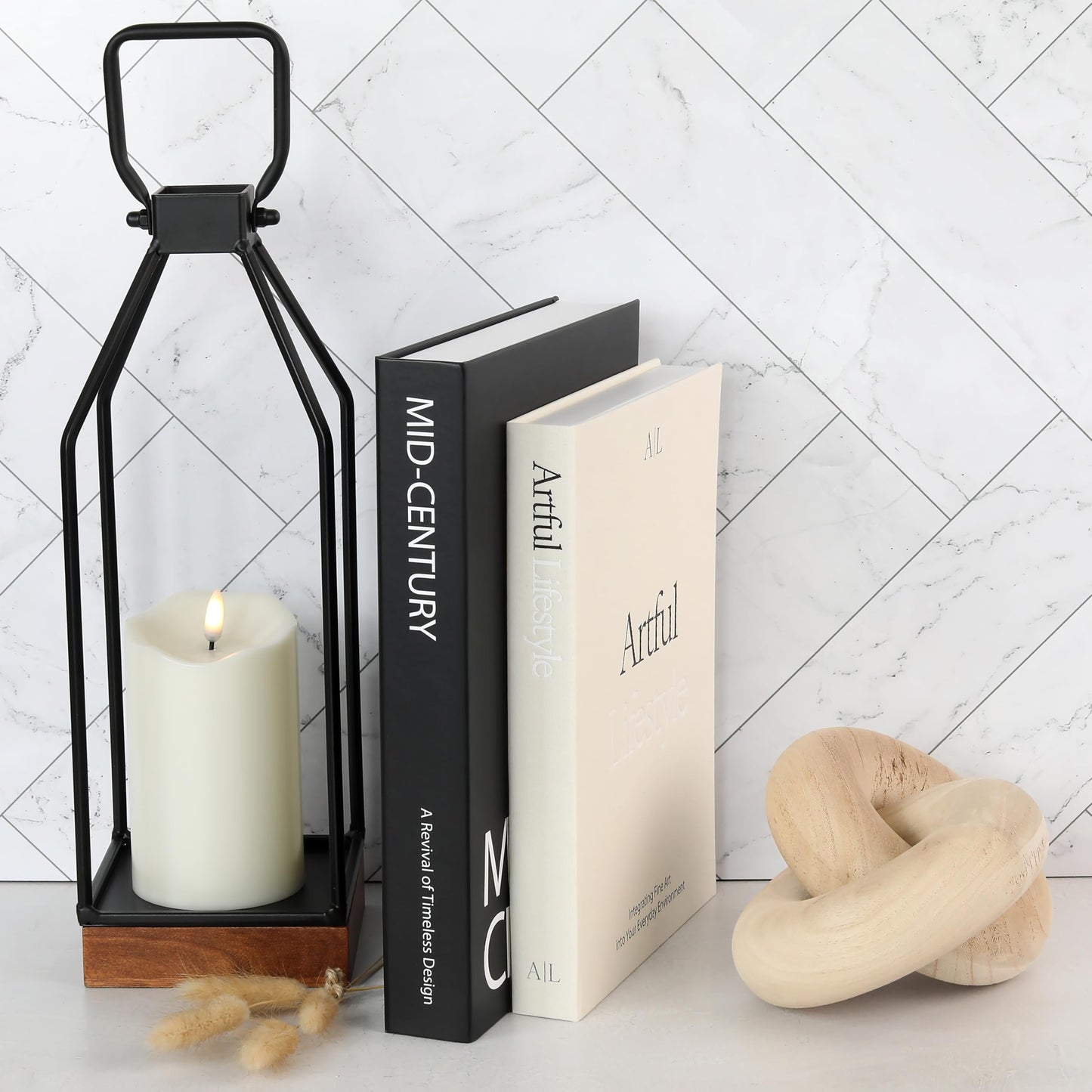 Aesthetic Decorative Books - Set of 2 Stylish Boxes Enhance Your Coffee Table, Bookshelf or Mantel Decor - Beautiful Fake/Faux Books for Modern Home Decoration, Photo Storage and as a Keepsake Box