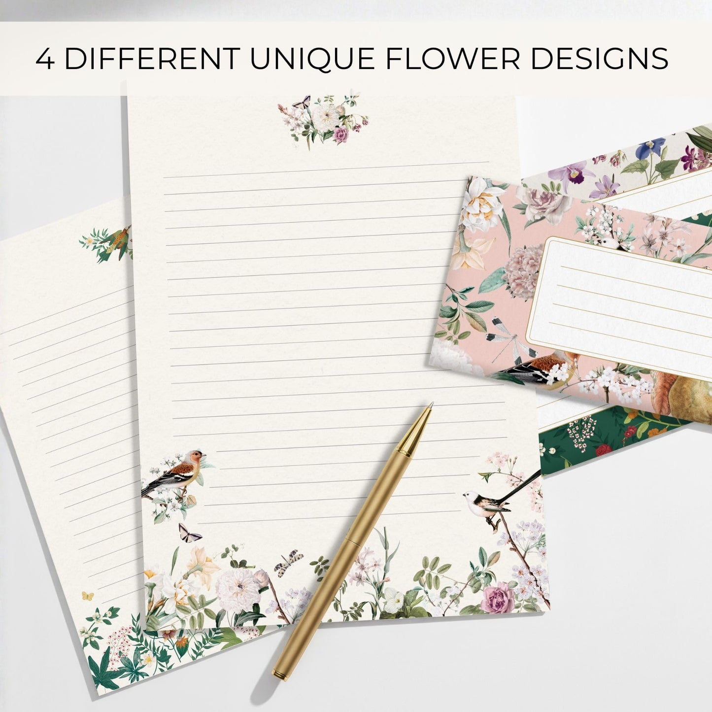 Beautiful Stationery Set with Envelopes - Premium-Quality, No-Bleed Letter Writing Paper with Elegant Floral Designs - Cute Stationary Kit for Women and Thoughtful Gift for Loved Ones