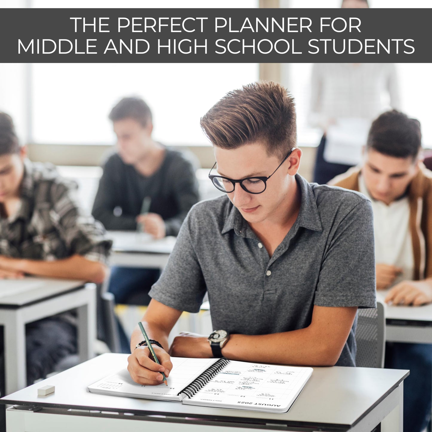 Aesthetic 2026-2027 Student Planner To Stay Organized - A Beautiful 8.5" x 5.8" Checkered Planner for Middle and High School Students with Weekly & Monthly Spreads For The 26-27 Academic Year