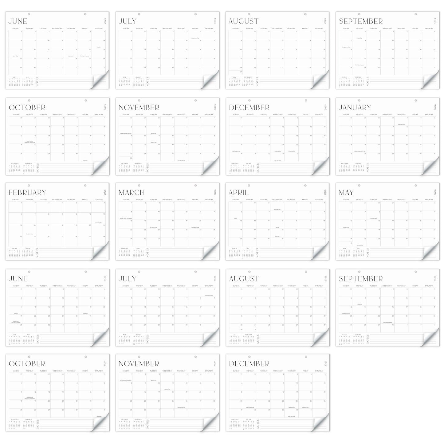 Aesthetic 2026-2027 Desk Calendar - Runs From June 2026 Until December 2027 - Large Minimalistic Office Desktop/Wall Calendar 16"x12" for Easy Organizing