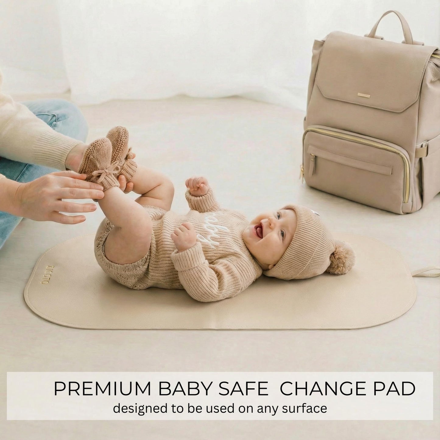 Beautiful Portable Baby Changing Pad - Wipeable and Easy to Clean Diaper Changing Mat - The Perfect Waterproof Vegan Leather Pad for Traveling