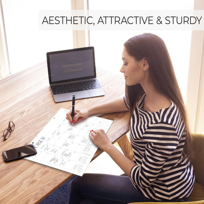 Aesthetic 2026-2027 Desk Calendar - Runs From June 2026 Until December 2027 - Large Minimalistic Office Desktop/Wall Calendar 16"x12" for Easy Organizing