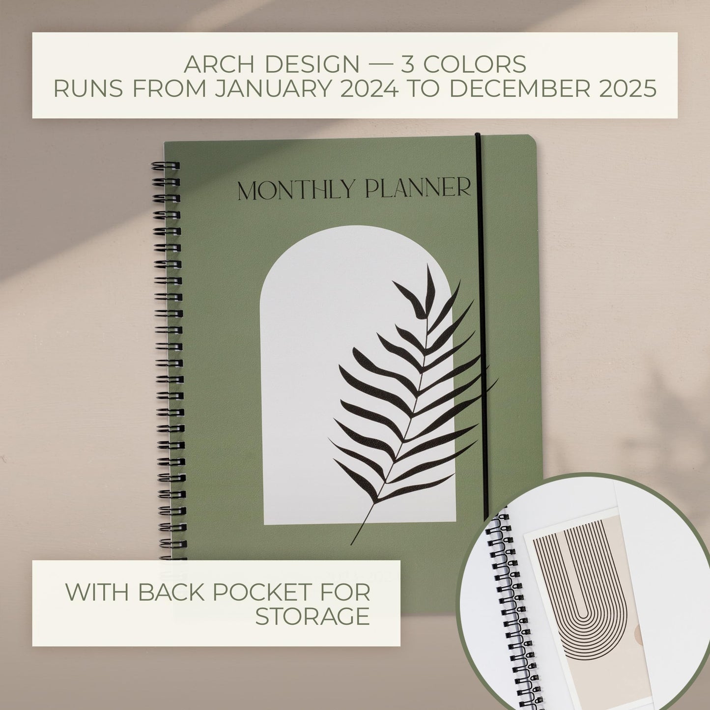 Beautiful 2025 Monthly Planner and Calendar Book - Arched To Do List Notebook Easily Organizes Your Tasks to Boost Productivity - Runs Until December 2025