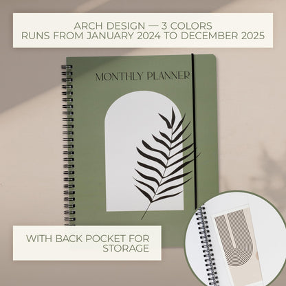 Beautiful 2025 Monthly Planner and Calendar Book - Arched To Do List Notebook Easily Organizes Your Tasks to Boost Productivity - Runs Until December 2025