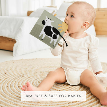 Soft Baby Book with Touch and Feel Pages - Cute Sensory Book for Babies 0-6, 6-12 & 12-18 Months with Mirror & Crinkle Paper - The Perfect Christmas Toy for Baby Showers Or as a Newborn/Infant Gift