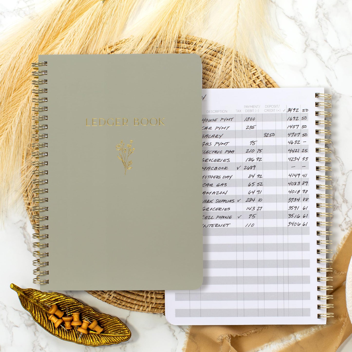 ZICOTO Easy to Use Accounting Ledger Book - The Perfect Expense Tracker Notebook for Your Small Business - Beautiful Personal Finance Checkbook, Income and Expense Log Book