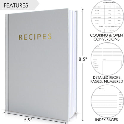 ZICOTO Aesthetic Blank Recipe Book with Waterproof Cover - The Perfect Recipe Notebook To Write In Your Own Recipes - Simplified Blank Cookbook to Organize Your Recipes