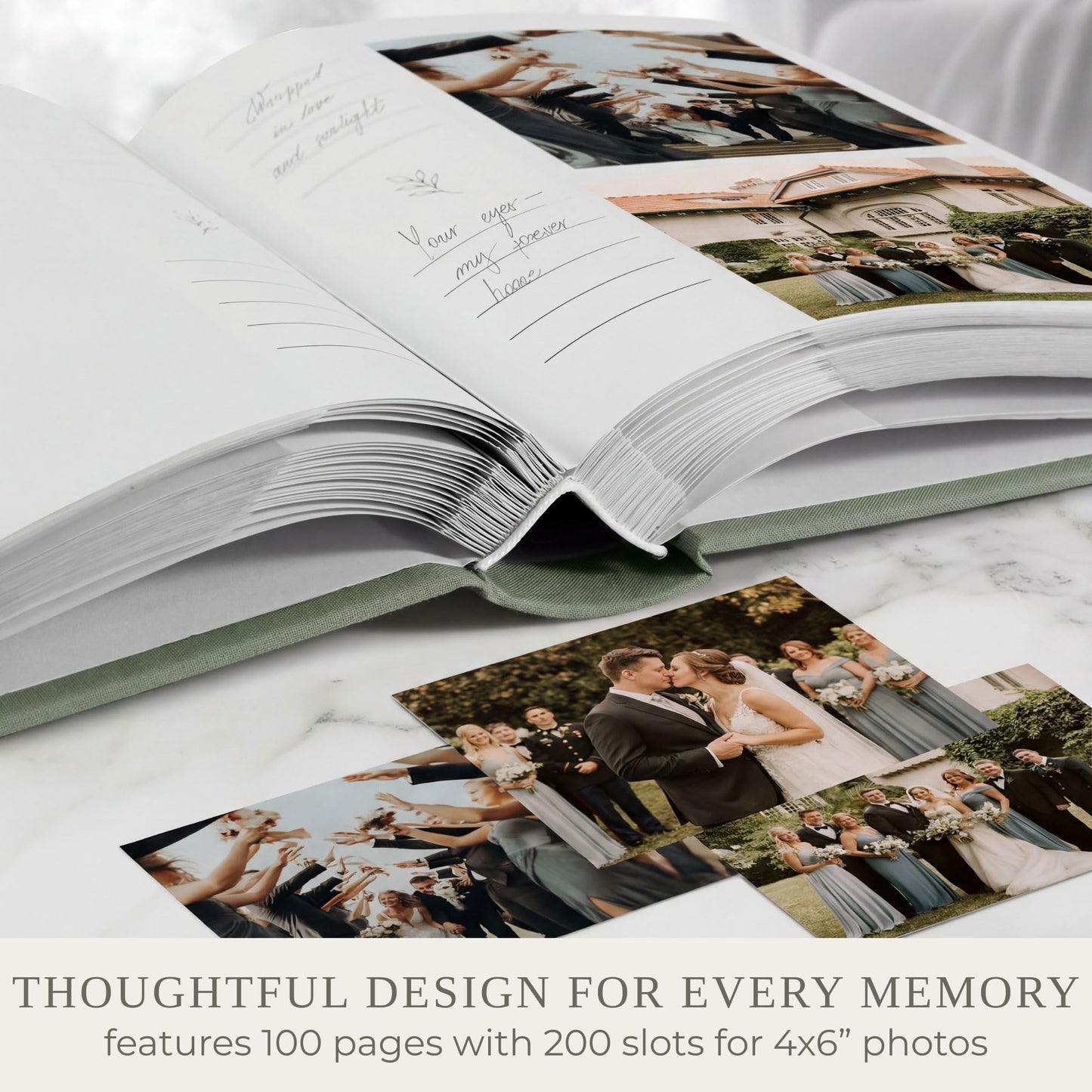 Beautiful Photo Album for 4x6 Pictures - Perfect Picture Book for Wedding, Baby Shower and more - 200 Photo Slots Albums to Collect Your Memories