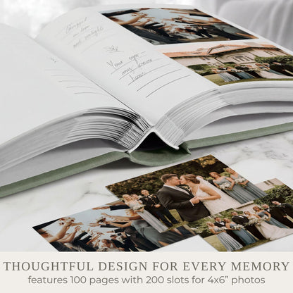 Beautiful Photo Album for 4x6 Pictures - Perfect Picture Book for Wedding, Baby Shower and more - 200 Photo Slots Albums to Collect Your Memories