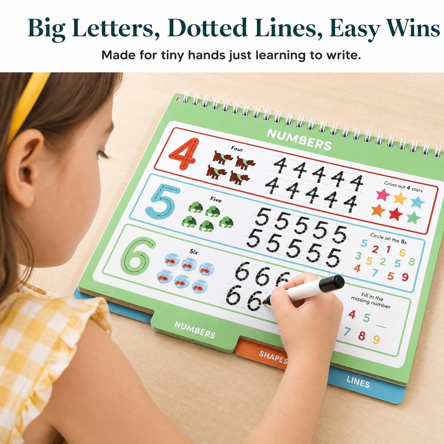 Fun Preschool Workbooks for Kids Age 3-5 - Reusable Dry Erase Tracing Books for Toddlers Ages 3-4 w Dry Erase Marker - 40+ Activities of ABC Letter, Number & Writing Practice for Preschool Learning