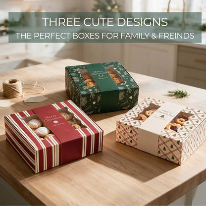 ZICOTO Beautiful Christmas Cookie Boxes Set Of 9 - Cute Containers to Share
