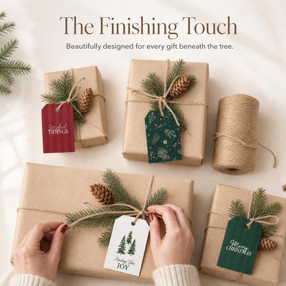 Beautiful Christmas Gift Tags - 48 Festive Quality Labels with Rope