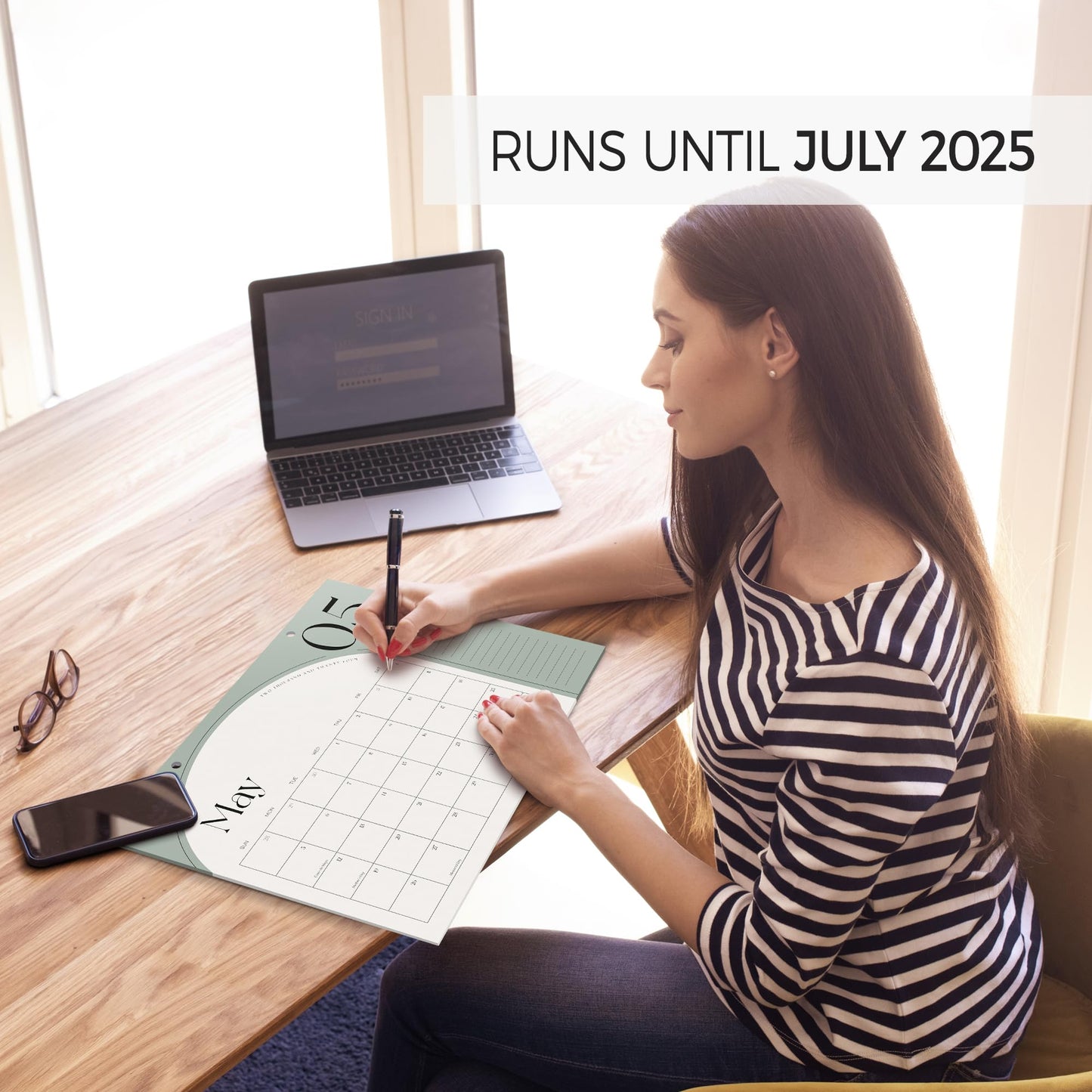 Aesthetic Sage Green Desk Calendar 2024-2025 - Runs From February 2024 Until July 2025 - The Perfect Desktop/Wall Calendar 16"x12" for Easy Organizing