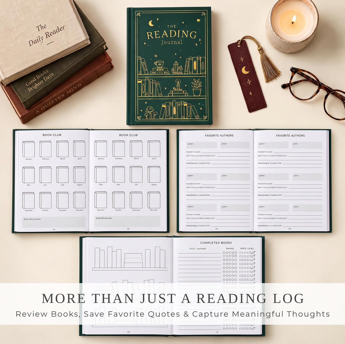 Beautiful Reading Journal for Book Lovers - Sturdy Hard Cover Tracker