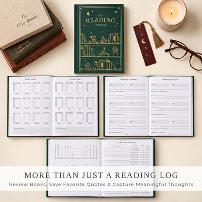 Beautiful Reading Journal for Book Lovers - Sturdy Hard Cover Tracker