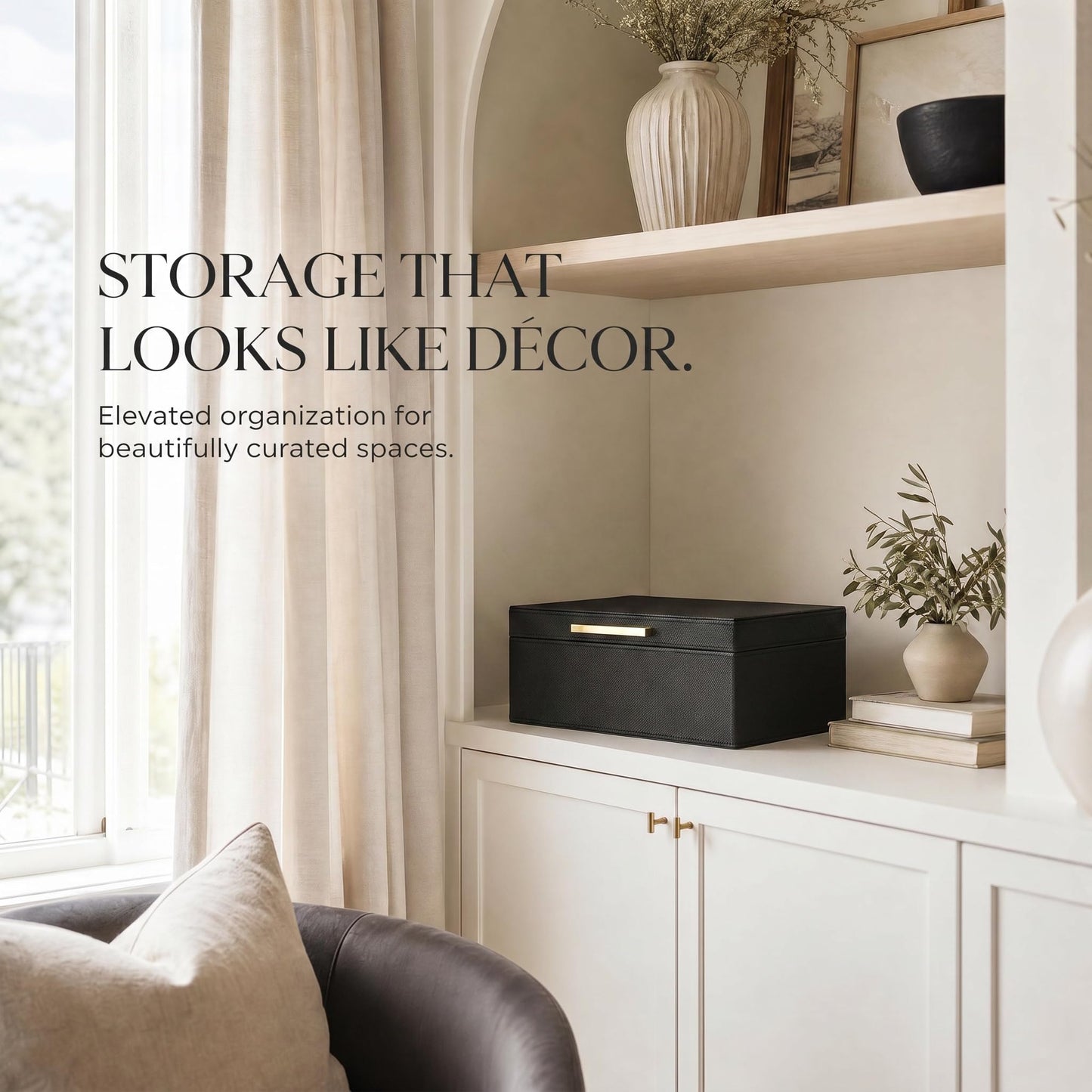 ZICOTO Decorative Photo Storage Box - Sturdy Linen Photo Organizer with Dividers is Perfect to Store Up to 1200 Pictures and 4x6 Photos - Portable Scrapbook Storage Containers with Lid