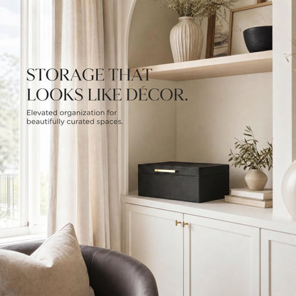 ZICOTO Decorative Photo Storage Box - Sturdy Linen Photo Organizer with Dividers is Perfect to Store Up to 1200 Pictures and 4x6 Photos - Portable Scrapbook Storage Containers with Lid