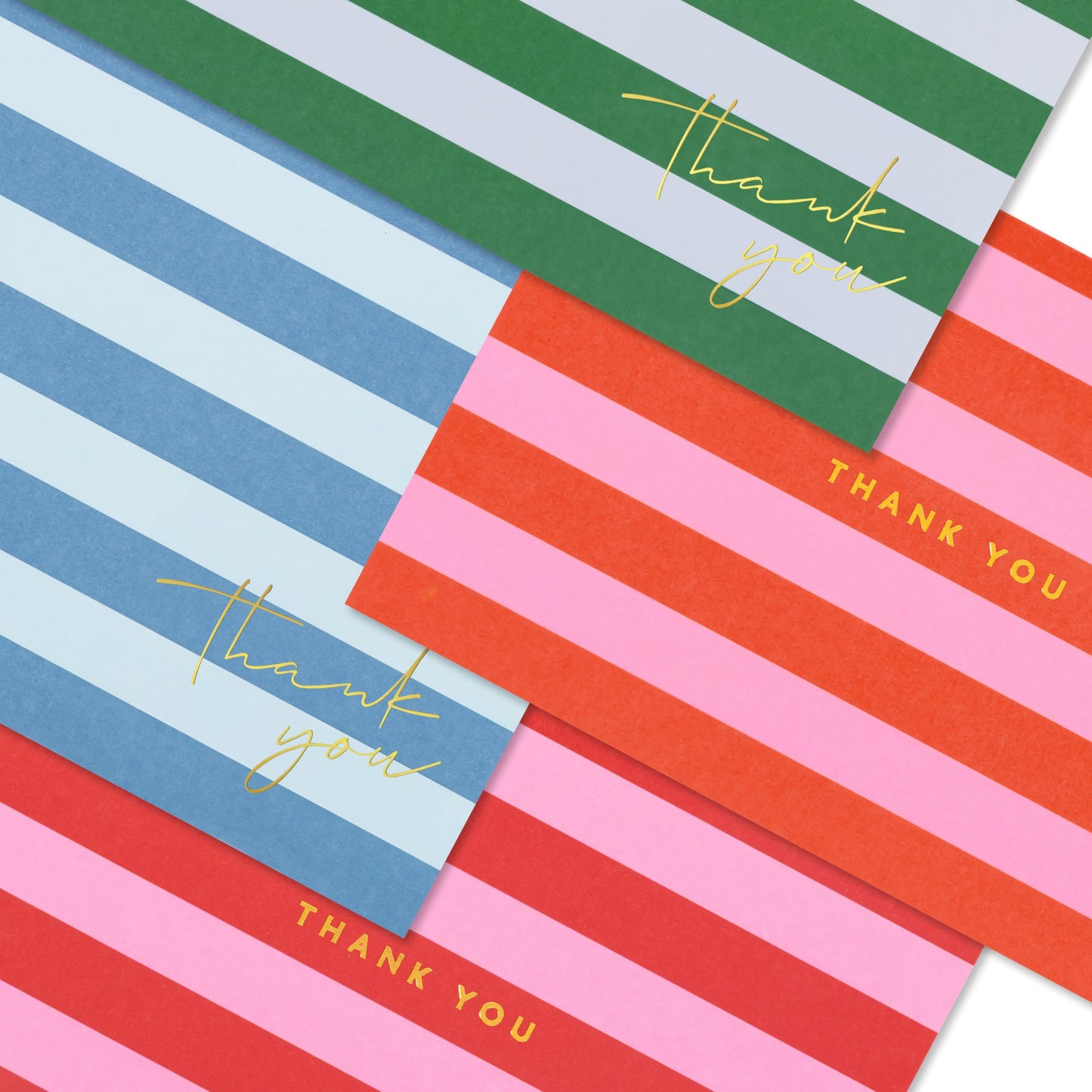Beautiful Striped Thank You Cards Set of 30 With Envelopes and Stickers - Elegant Blank Cards For Personalized Notes - Perfect Bulk Stationary Set For All Occasions incl. Weddings, Business & Baby Showers