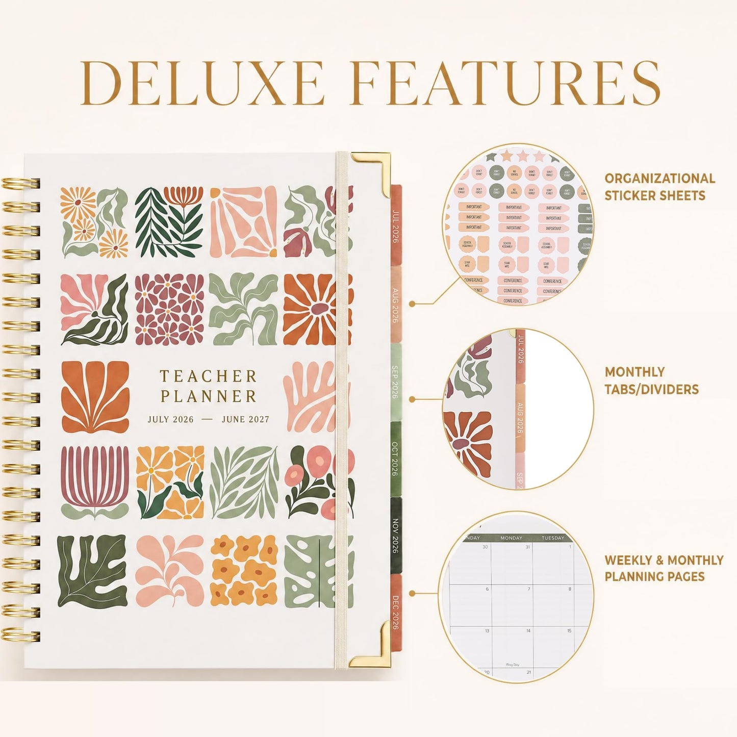 Aesthetic Teacher Planner For The 2026-2027 Academic School Year - Your All Incl. 8.5" x 11" Lesson Plan Book Supplies - Easily Organize Your Daily, Weekly & Monthly Classroom/Homeschool Schedule