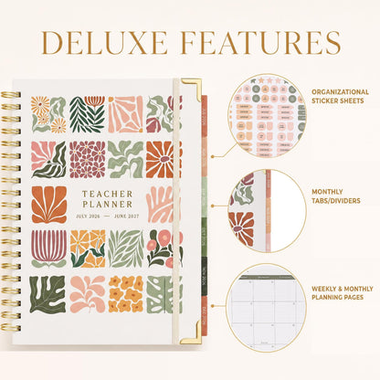 Aesthetic Teacher Planner For The 2026-2027 Academic School Year - Your All Incl. 8.5" x 11" Lesson Plan Book Supplies - Easily Organize Your Daily, Weekly & Monthly Classroom/Homeschool Schedule