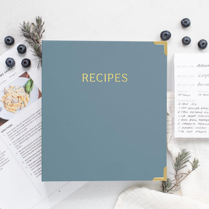Aesthetic Recipe Binder with Polyester Waterproof cloth Cover - The Perfect Recipe Book with Plastic Sleeves to Write in Your Own Recipes - Quality Blank Cookbook Binder, Cards incl.