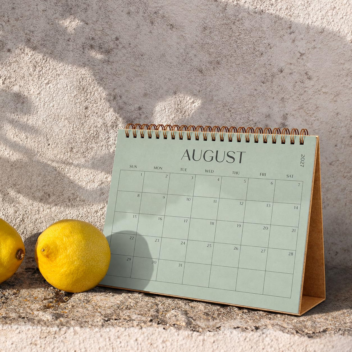 Aesthetic Desk Calendar 2027-2028 - Runs from January 2027 until July 2028