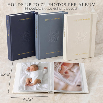 Beautiful Photo Album Set of 3 For 4x6 Photos - Safely Holds Up To 216 Pictures of Unique Memories - The Perfect Small Photo Book Set To Store All Pictures of Treasured Family, Baby or Wedding Moments