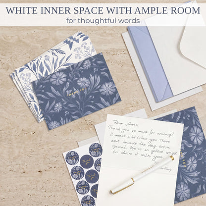 ZICOTO Beautiful Thank You Cards Set of 30 with Envelopes and Stickers