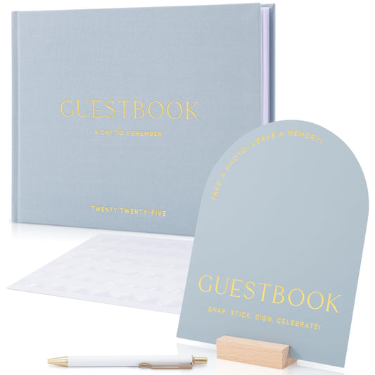 Beautiful Wedding Guest Book Set for Your Wedding Reception - Elegant Party Guestbook With Card, Stand & Pen to Sign in and Add Polaroid Photos - The Perfect Guest Book for Baby or Bridal Shower
