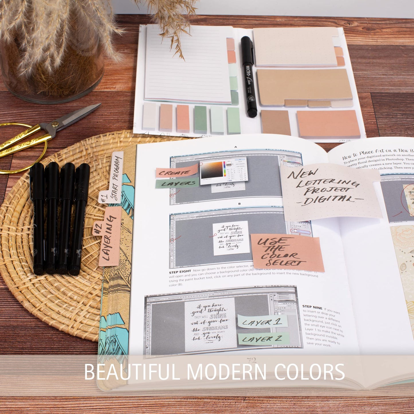 Aesthetic Pastel Sticky Notes Set of 528 with Tabs For Bible Study - Incl. Sturdy Cover to Keep Your Notes Safe - Cute School Accessories, College, Students, Teachers or Office Desk Supplies for Women