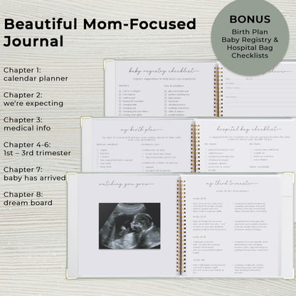 Beautiful Linen Pregnancy Journal and Detailed Memory Book with Stickers and Keepsake Pocket - Lovely Must Have Gift for Expecting First Time Moms - The Perfect Planner to Track Pregnancy Milestones