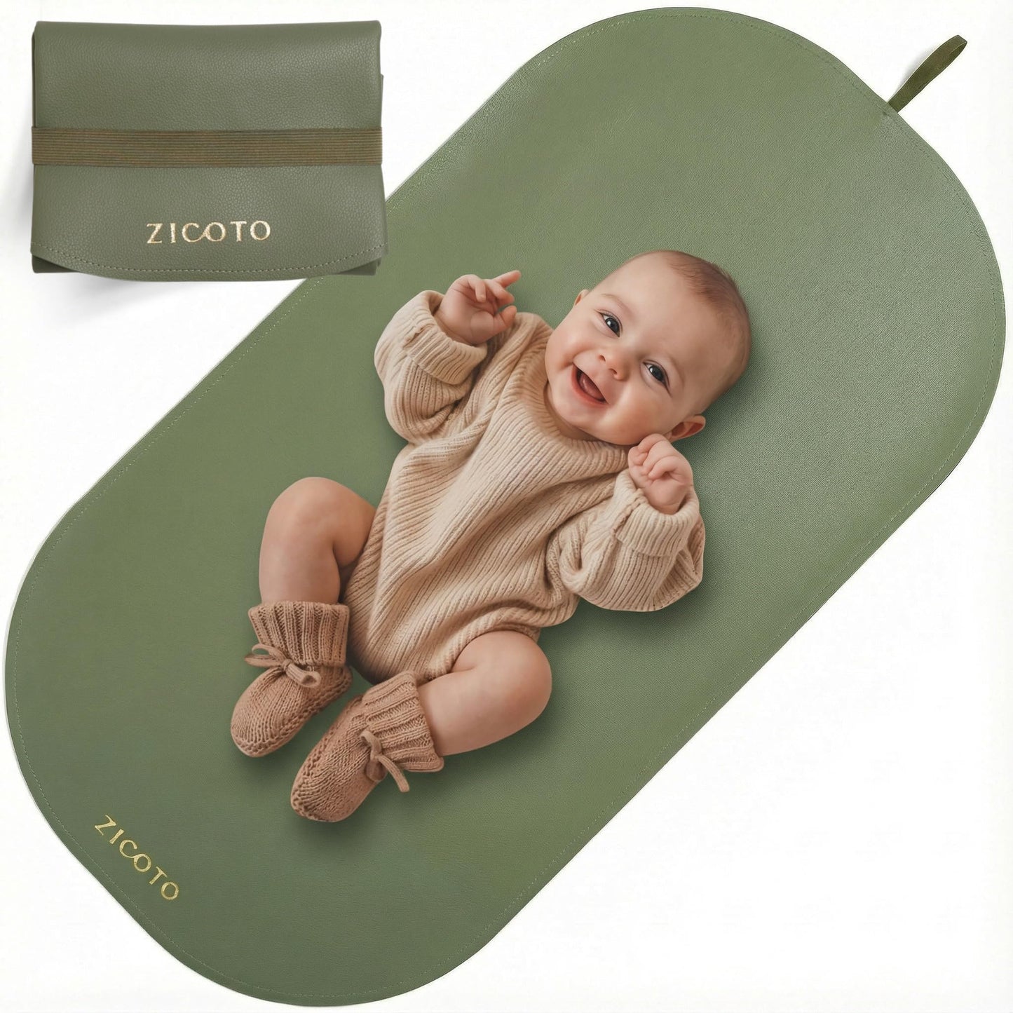 Beautiful Portable Baby Changing Pad - Wipeable and Easy to Clean Diaper Changing Mat - The Perfect Waterproof Vegan Leather Pad for Traveling