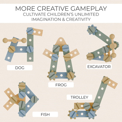 Stylish Wooden Tool Set for Toddlers - Durable Montessori Tool Box Kit with Hammer for Boys & Girls 2-5 Years - Fun Christmas Toy Gift for Kids with 30+ Safe Tools for Creative Play