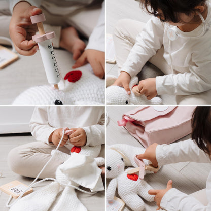 Wooden Doctor Play Set for Toddlers - A Complete Durable Pretend Play Medical Kit for Kids 3-5 with Realistic, Non-Toxic Tools & Carrying Case