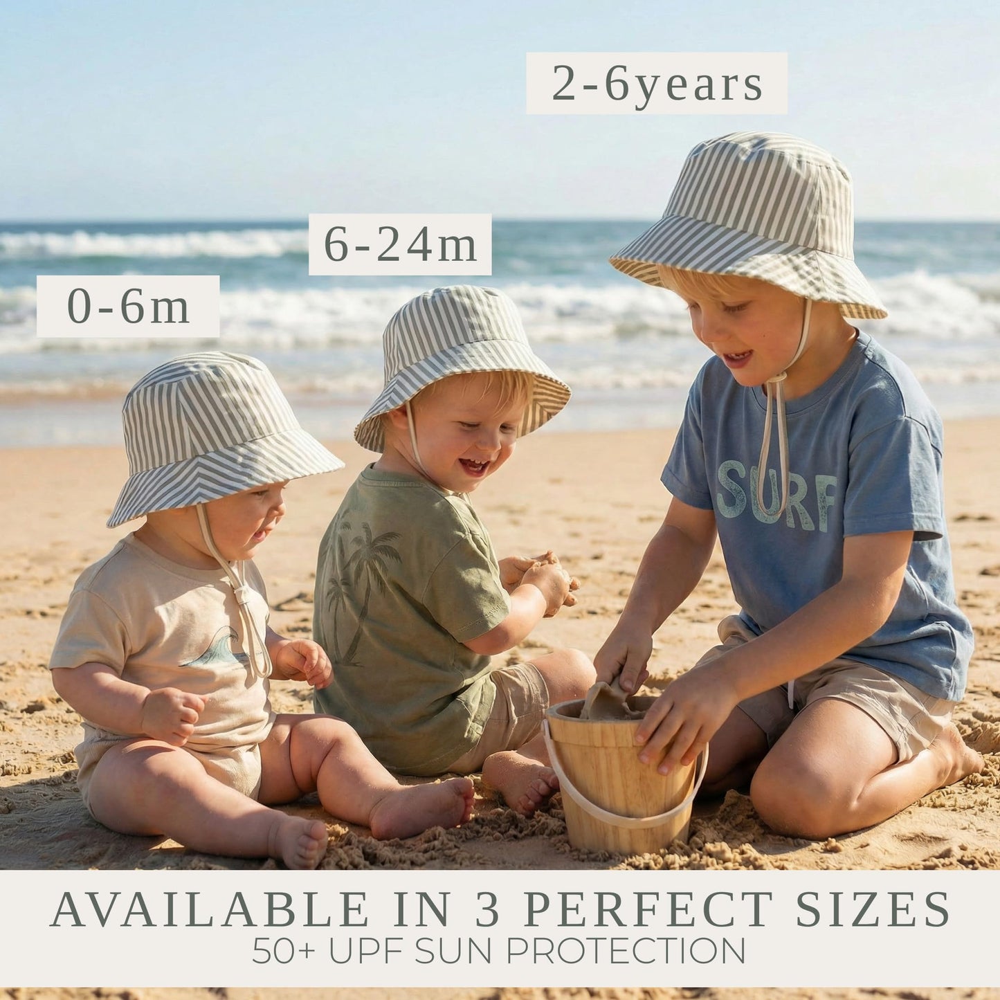 Beautiful Baby Sun Hat 0-6 Months - Adjustable Toddler Hat with UPF 50+ Sun Protection - Cute Kids Bucket Hat for Beach