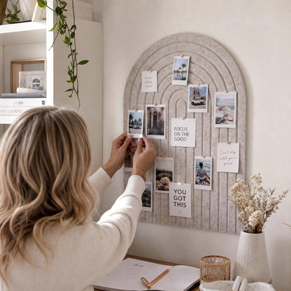 Large Arched Textured Felt Bulletin Board - Cork Board Alternative