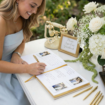 ZICOTO Beautiful Wedding Guest Book for Your Wedding Reception - Simply Elegant Guestbook to Sign in and Add Polaroid Photos - The Perfect Baby Shower Guest Book for The Special Day