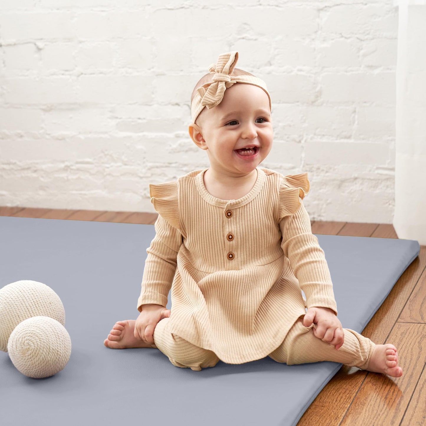Stylish Vegan Leather Baby Play Mat - Soft, Easy to Clean Floor Mat Creates A Safe Play Area for Your Baby - The Perfect Modern Foam Playmat Fits Nicely with Your Kids Playroom Or Home Decor