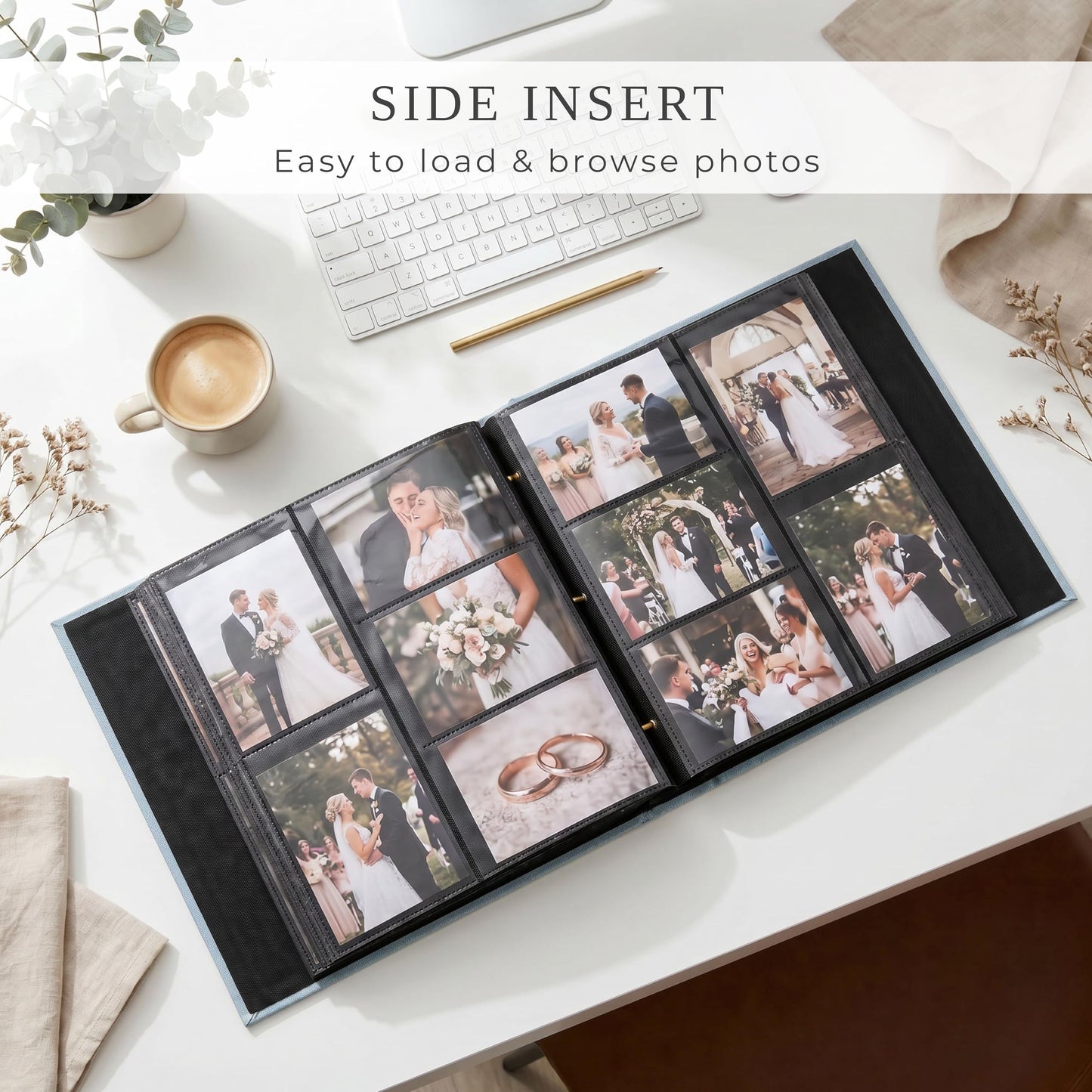 Beautiful Linen Photo Album For 4x6 Photos - Safely Holds Up To 500 Pictures of Unique Memories - The Perfect Big Photo Book To Store All Pictures of Treasured Family, Baby or Wedding Moments