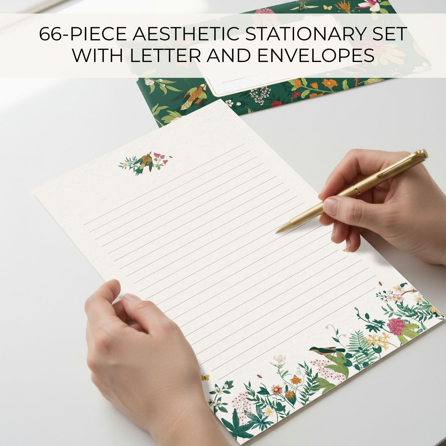 Beautiful Stationery Set with Envelopes - Premium-Quality, No-Bleed Letter Writing Paper with Elegant Floral Designs - Cute Stationary Kit for Women and Thoughtful Gift for Loved Ones