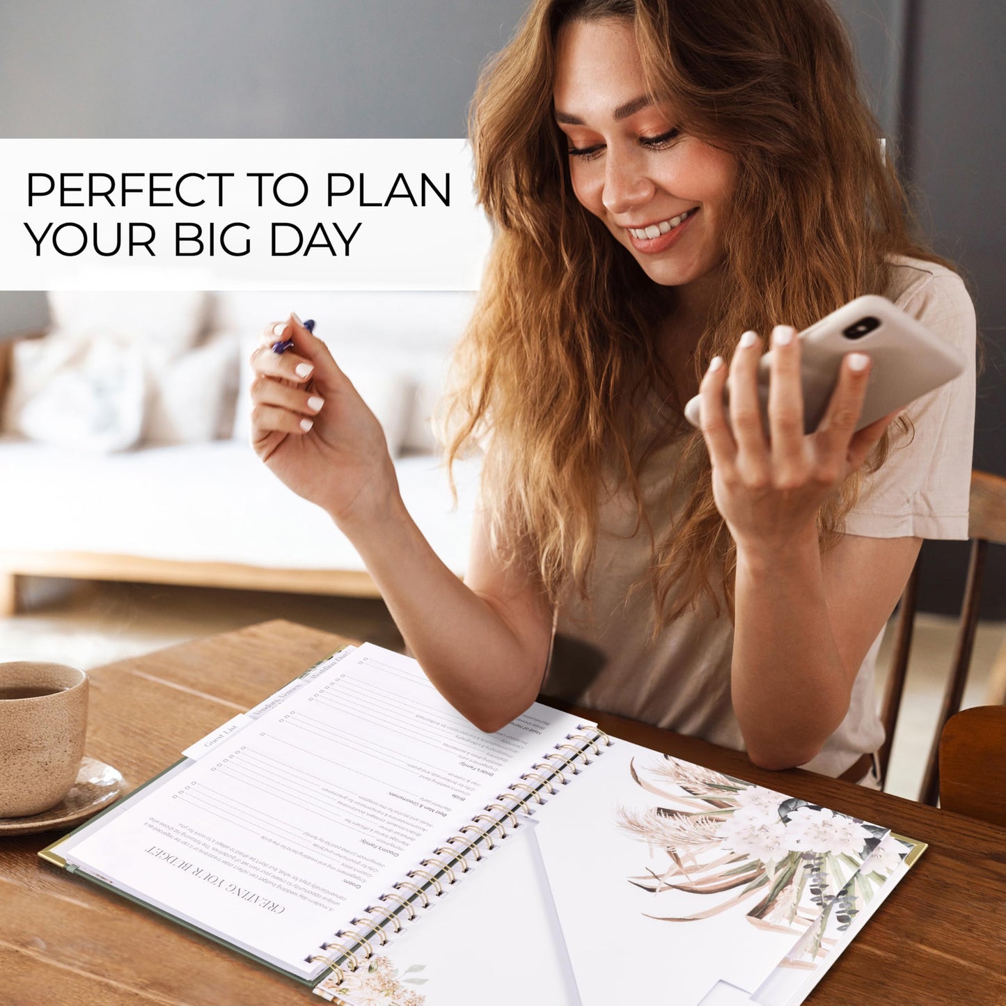 Beautiful Greenery Wedding Planner Book and Organizer - Enhance Excitement and Makes Your Countdown Planning Easy - Unique Engagement Gift for Newly Engaged Couples, Future Brides and Grooms