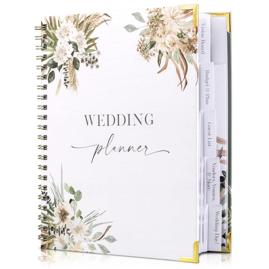 Beautiful Greenery Wedding Planner Book and Organizer - Enhance Excitement and Makes Your Countdown Planning Easy - Unique Engagement Gift for Newly Engaged Couples, Future Brides and Grooms